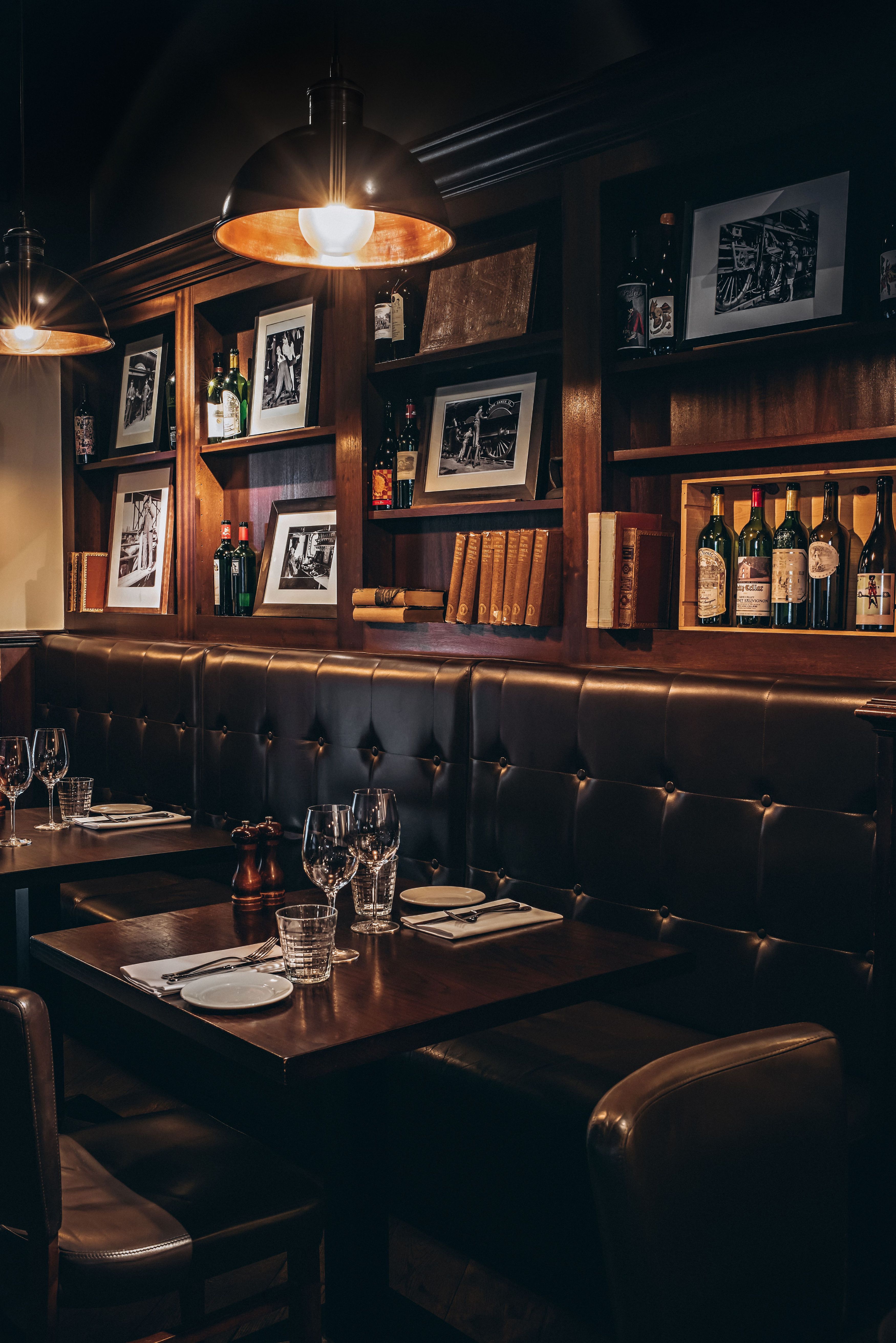 Private dining room in Goodman Mayfair with warm wood accents, ideal for intimate events. - Banner
