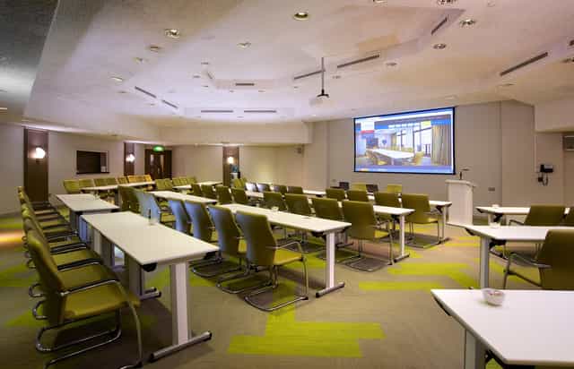Modern meeting room in The View Hotel, Eastbourne with ergonomic seating for events.