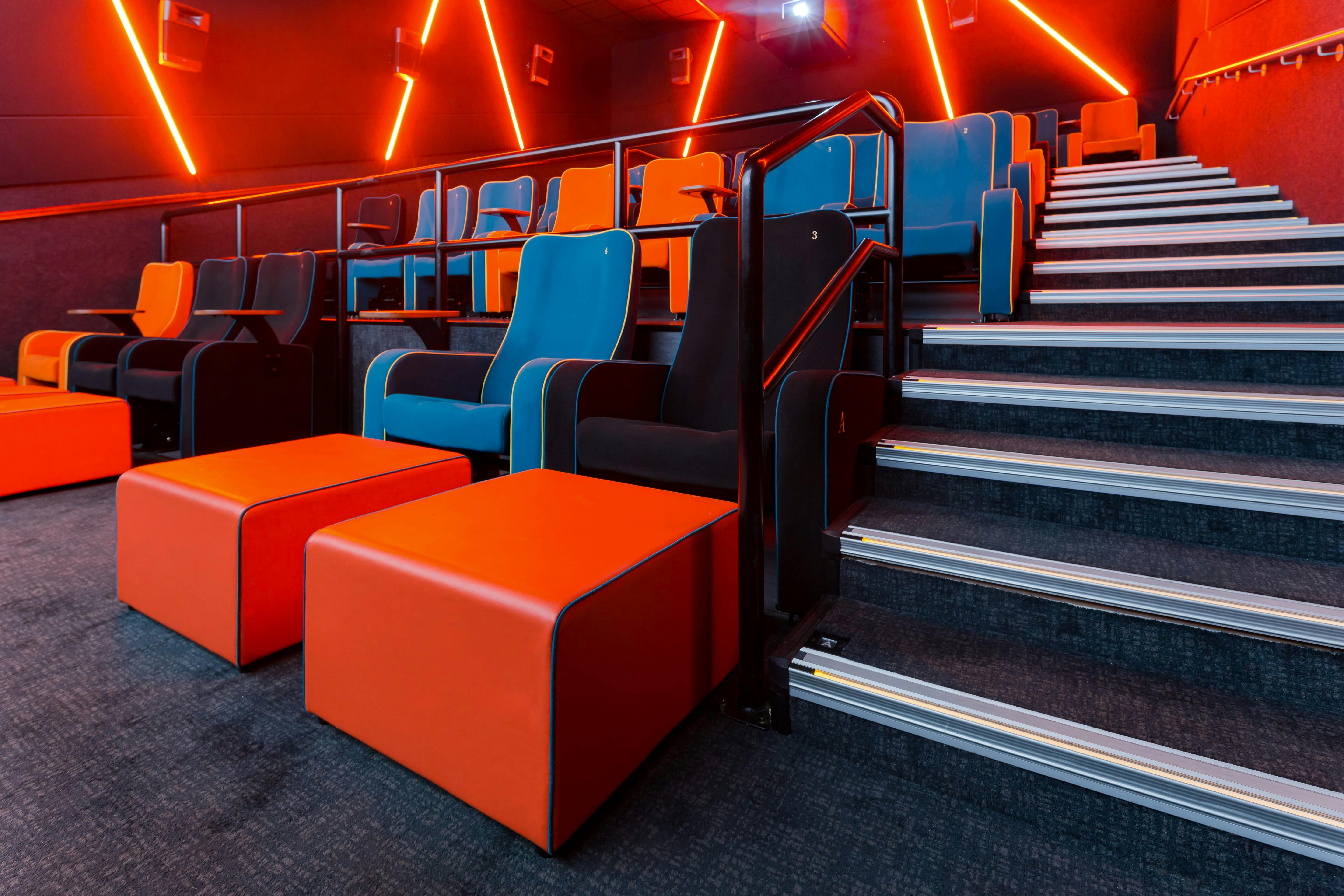 Modern event space with vibrant seating in The Light Cinema Stockport for presentations.