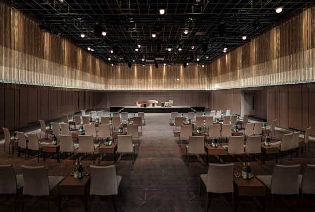 Elegant Ballroom A at The Londoner, ideal for corporate events and presentations.