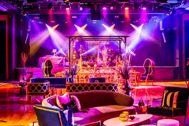 "Commodore Ballroom: vibrant event space with colorful lighting for live entertainment."