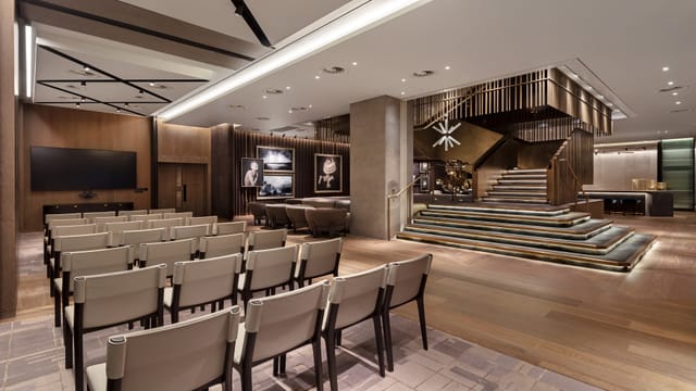 National Gallery event space with tiered seating for conferences and corporate meetings.