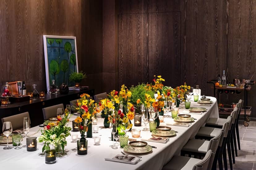 Elegant dining table setup at Hayward Gallery for corporate dinners and private events.