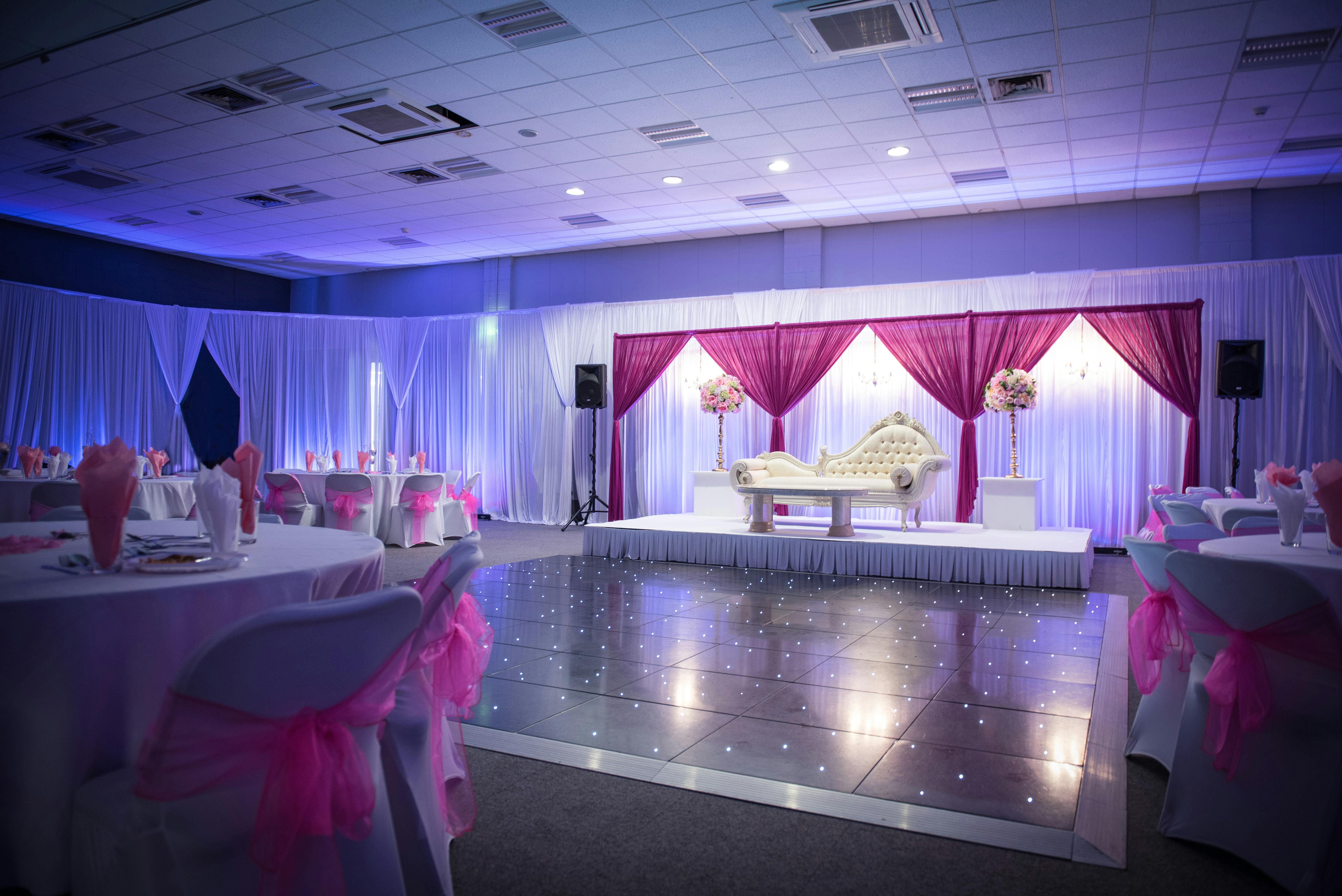 Elegant Masefield Suite venue with floral arrangements for weddings and formal events.