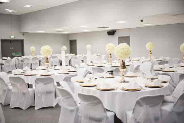 Elegant banquet hall in Masefield Suite, perfect for weddings and corporate events.