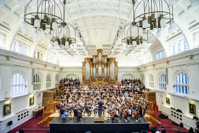 Amaryllis Fleming Concert Hall with organ, ideal for orchestral events and gala dinners.