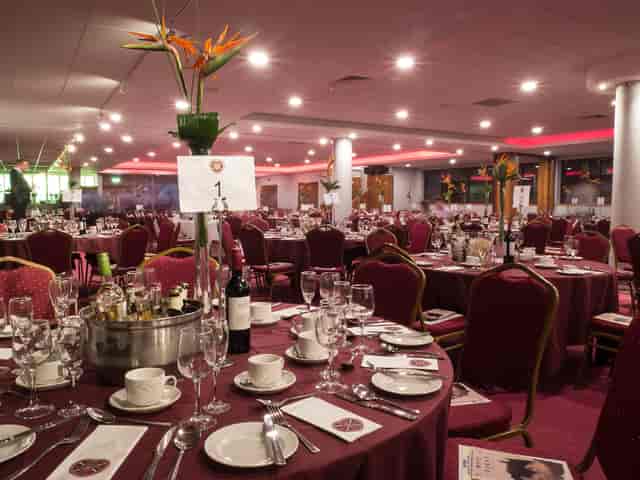 Gorgie Suite banquet setup with elegant tables for corporate events and formal celebrations.