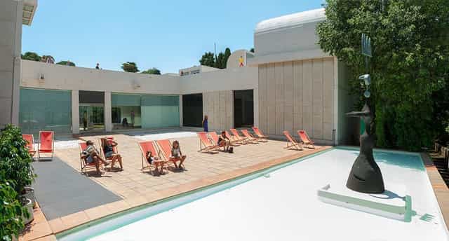North Patio at Fundació Joan Miró with sleek pool, ideal for events and gatherings.
