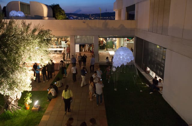 Olive Tree Patio at Fundació Joan Miró, vibrant outdoor event space for networking.