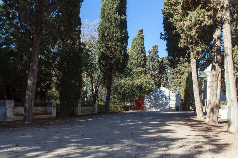 Cypress Garden at Fundació Joan Miró: serene outdoor event space with lush greenery.