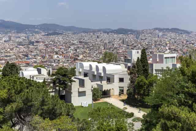 Terrace at Fundació Joan Miró with panoramic city views, perfect for events and gatherings.