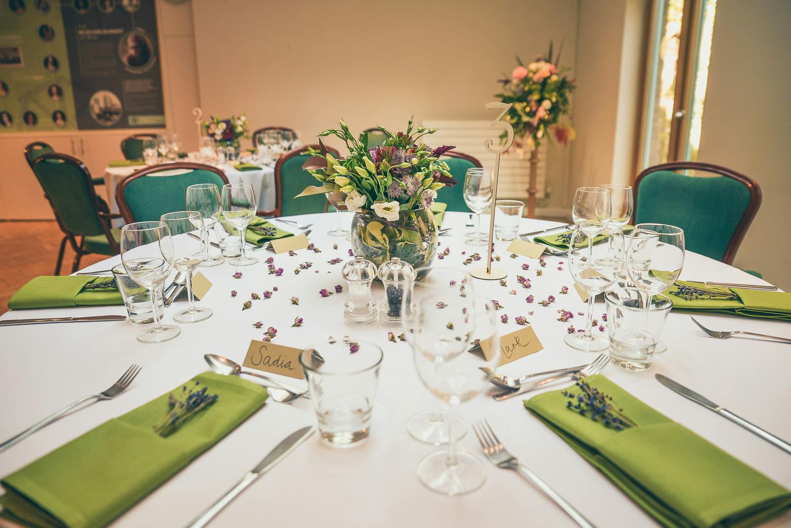 Elegant dining setup in St John Groser room, perfect for weddings and formal events.