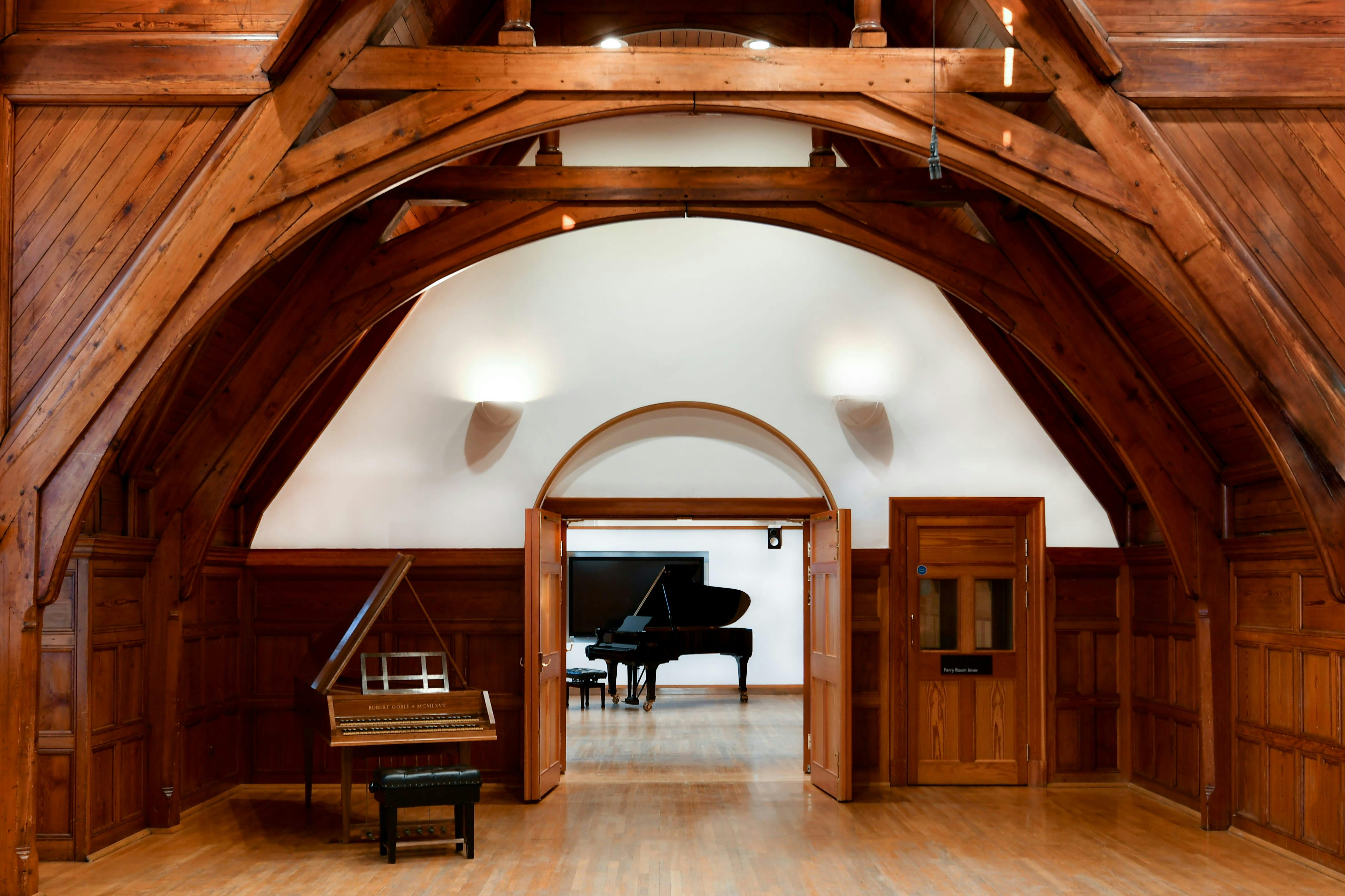 Elegant Parry Rooms at Royal College of Music, featuring grand piano for upscale events.