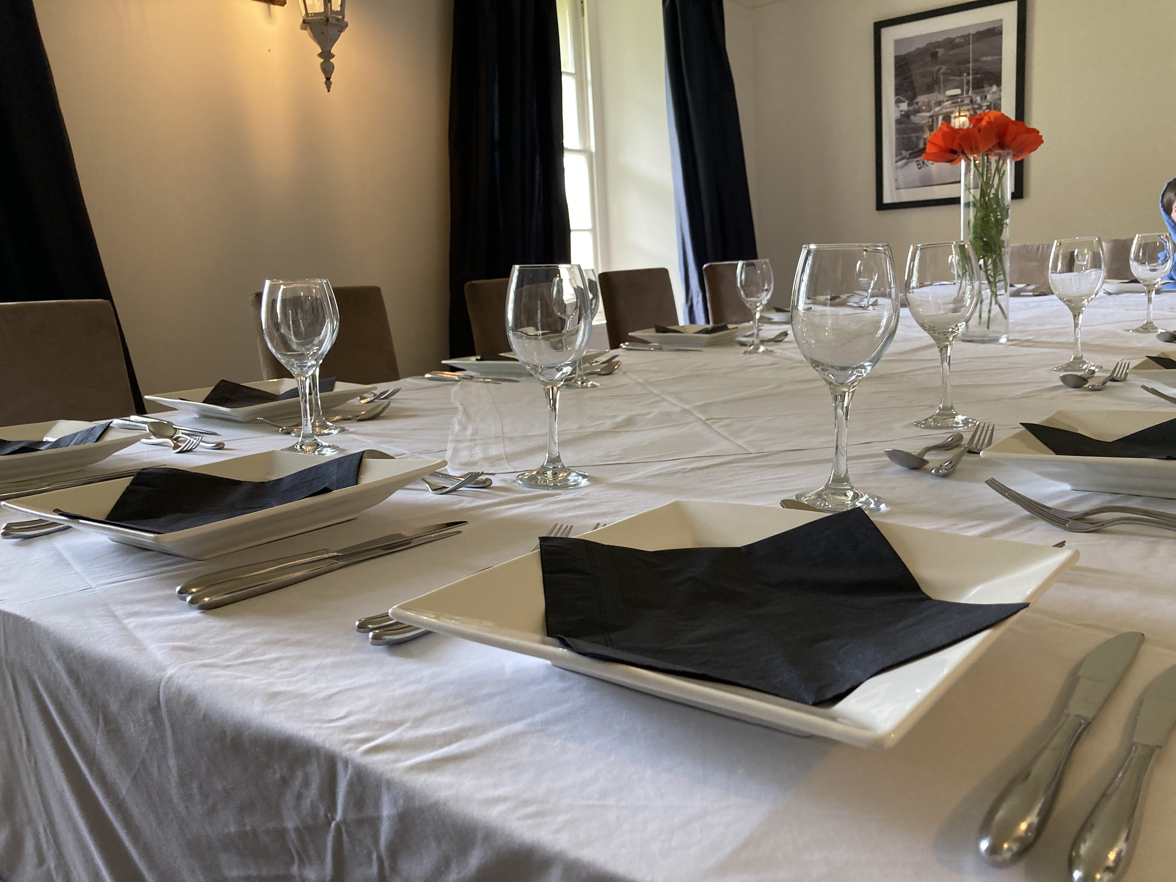 Elegant dining table at Prince Hall Country House for intimate events and meetings. - Banner
