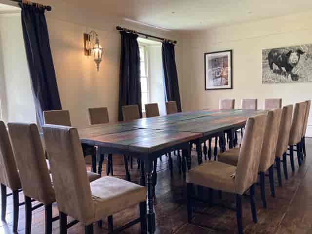 Spacious meeting room at Prince Hall Country House, ideal for workshops and gatherings.