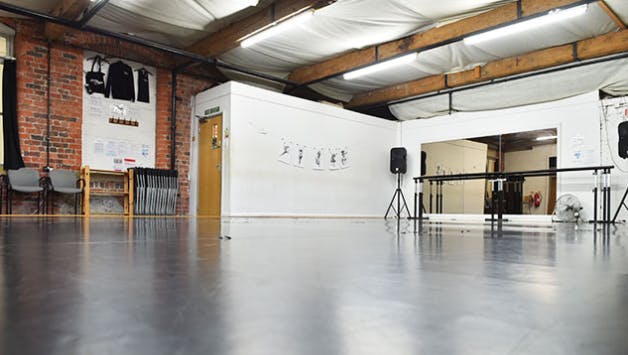 Dance Studio 3 at The Dance Studio Leeds, polished floor for workshops and rehearsals.