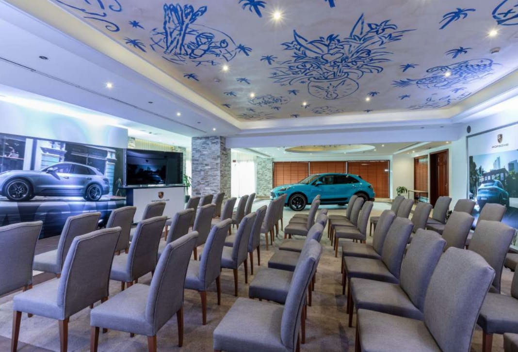 Modern event space at Kempinski Hotel Bahía for corporate meetings and product launches.