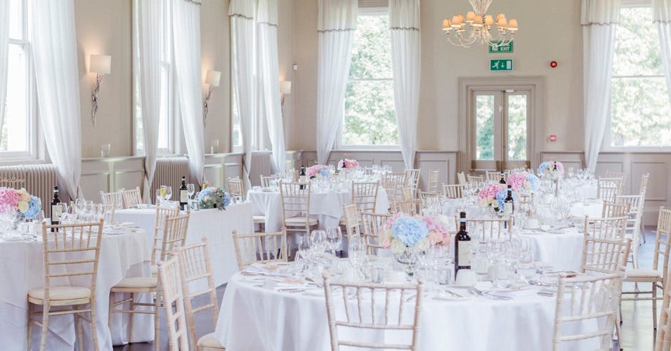 Elegant banquet hall in Morden Hall, perfect for weddings and formal events.