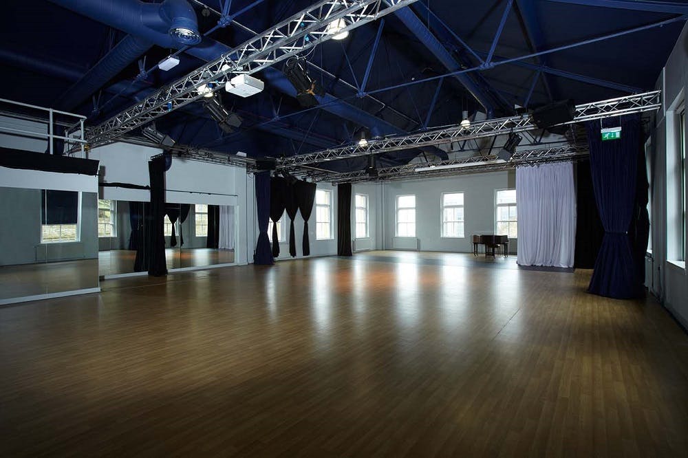 Ganges Theatre at Kala Sangam: spacious venue with high ceilings for events and workshops.