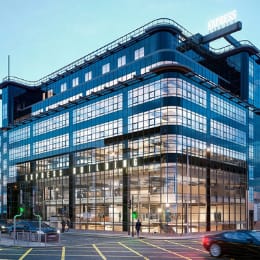 Modern glass building in Bel Air, Huckletree Ancoats for corporate events and meetings.