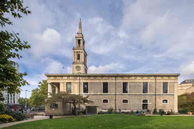 Meeting rooms in St John's Church Waterloo, elegant steeple, unique corporate events venue.