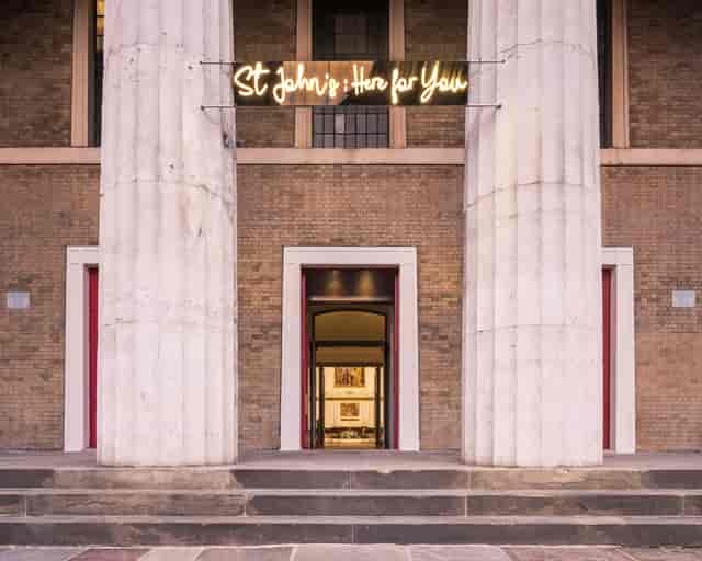 St John's Church Waterloo entrance with grand columns, ideal for memorable events and gatherings.