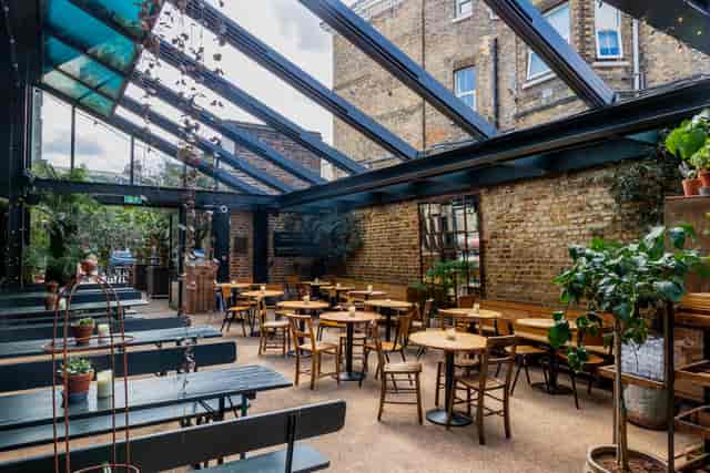 The Hawk's Nest indoor-outdoor venue with glass roof for private dining and corporate receptions.