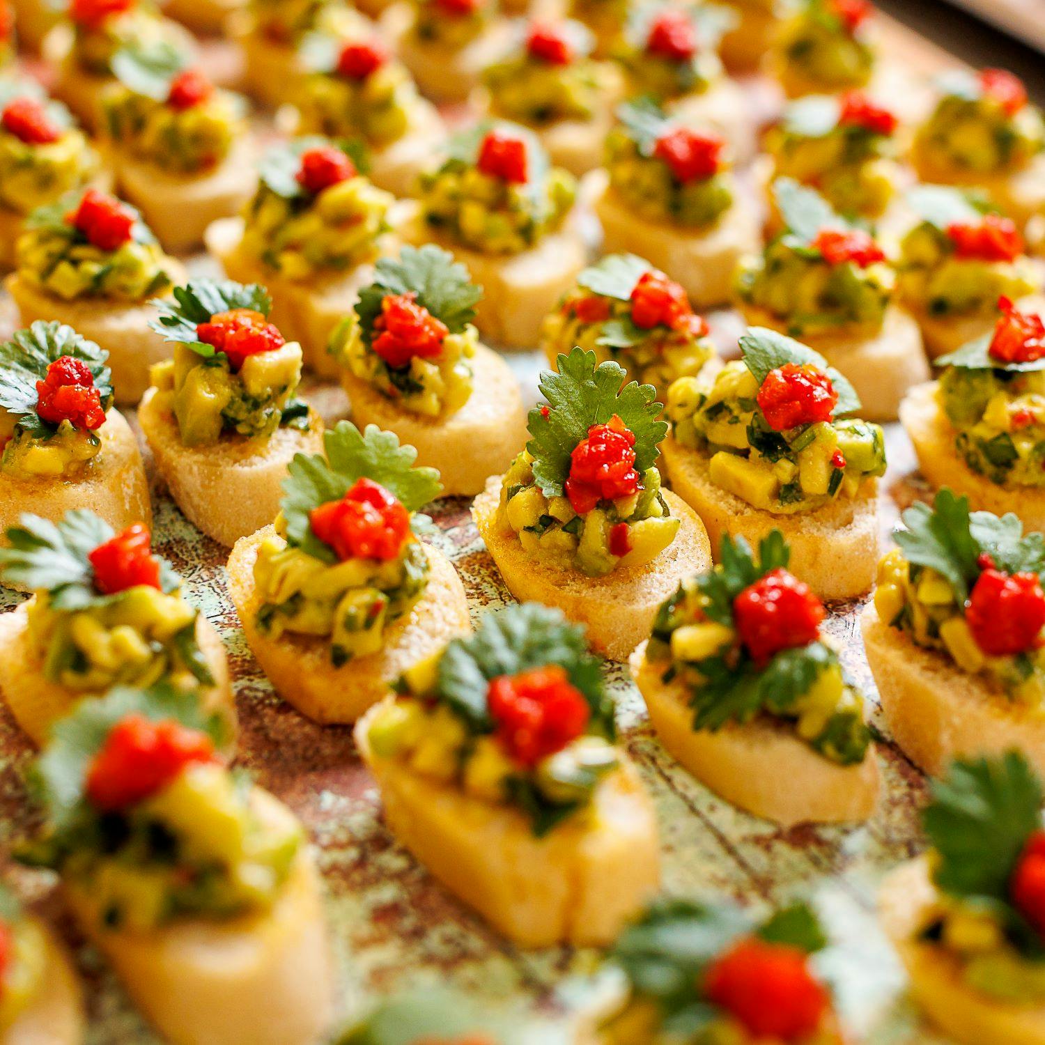 Gourmet canapés at MacMillan Hall, University of London for upscale networking events.
