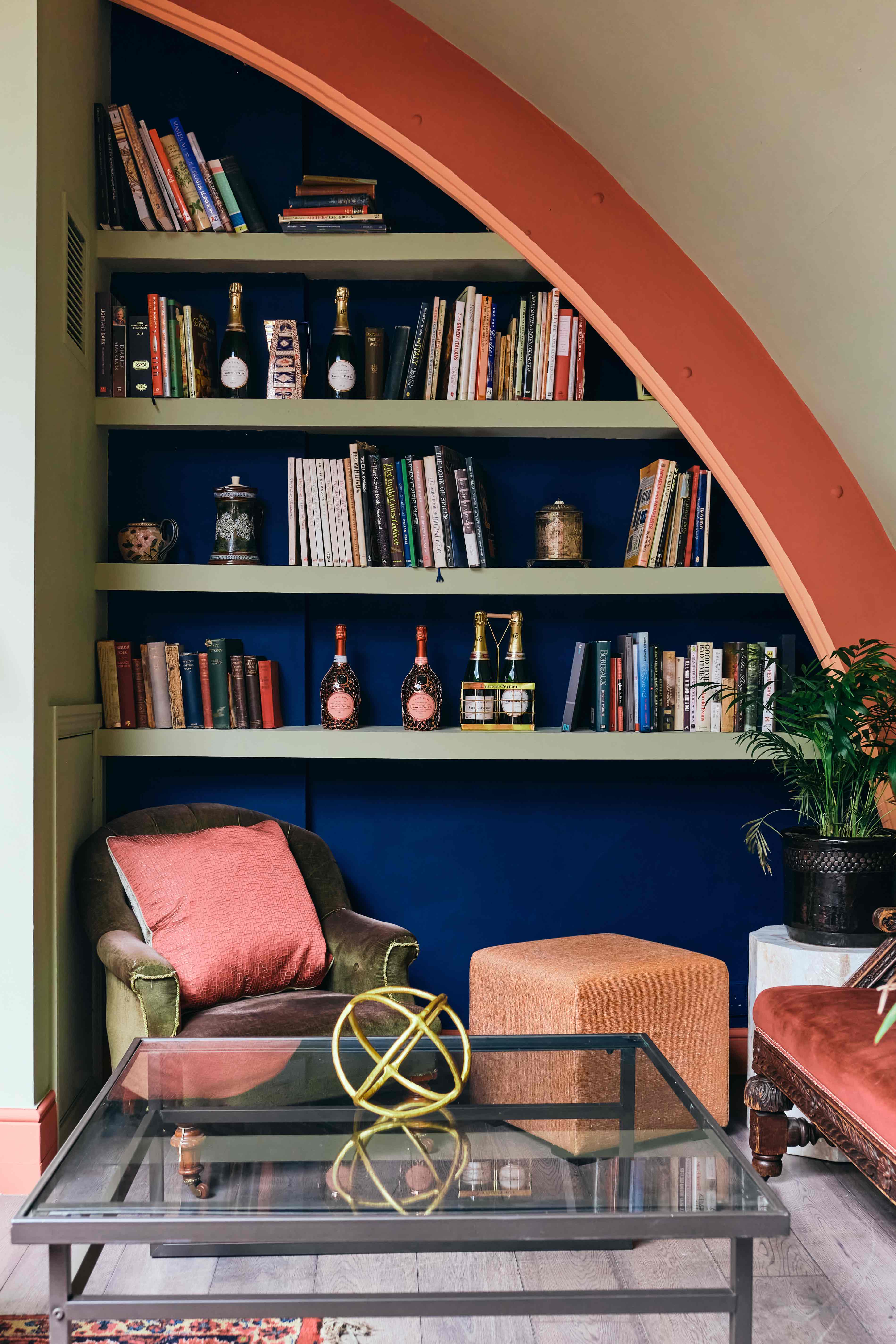 Le Salon Rose retreat, elegant bookshelf, VIP event, corporate gathering.