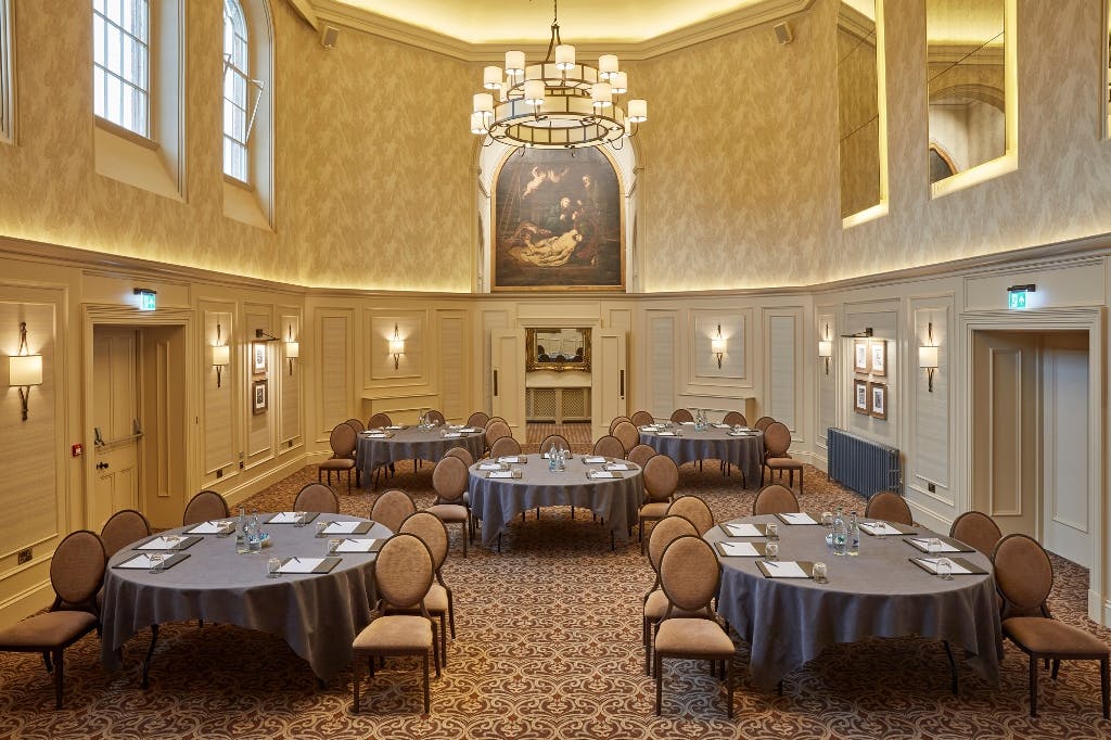 St Anne's Hall at Stanbrook Abbey: elegant event space for corporate meetings and upscale dinners.