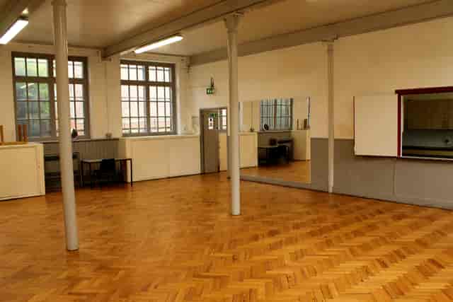 Spacious Lower Hall in Hargrave Hall, ideal for meetings and workshops with polished flooring.