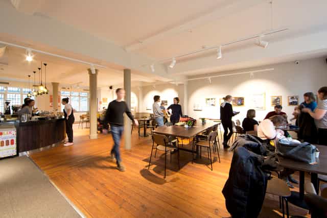 Versatile event space in Oxford House with flexible seating for networking and workshops.