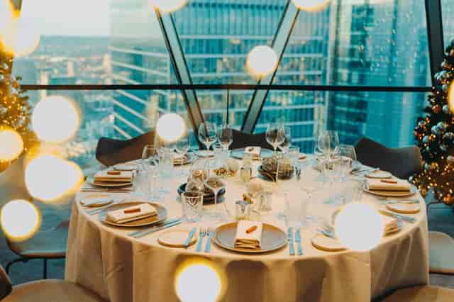 Gherkin private dining, elegant table, executive lunch, event