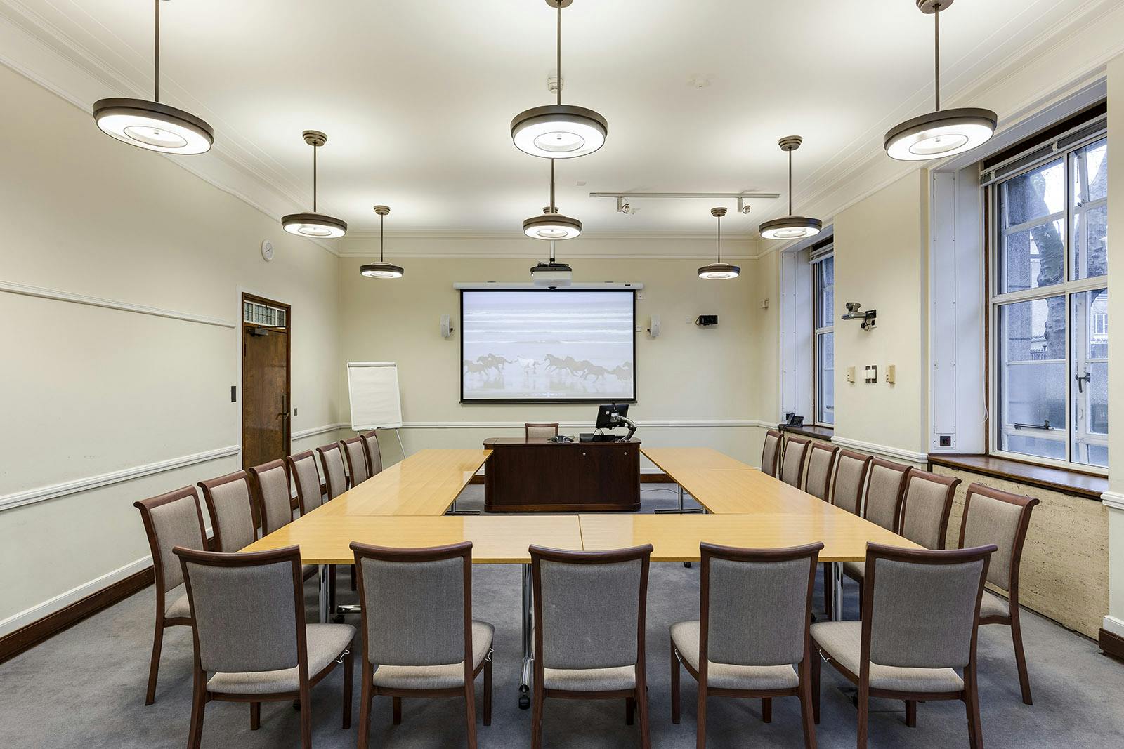 Meeting room at Senate House, University of London, ideal for professional gatherings and presentations.