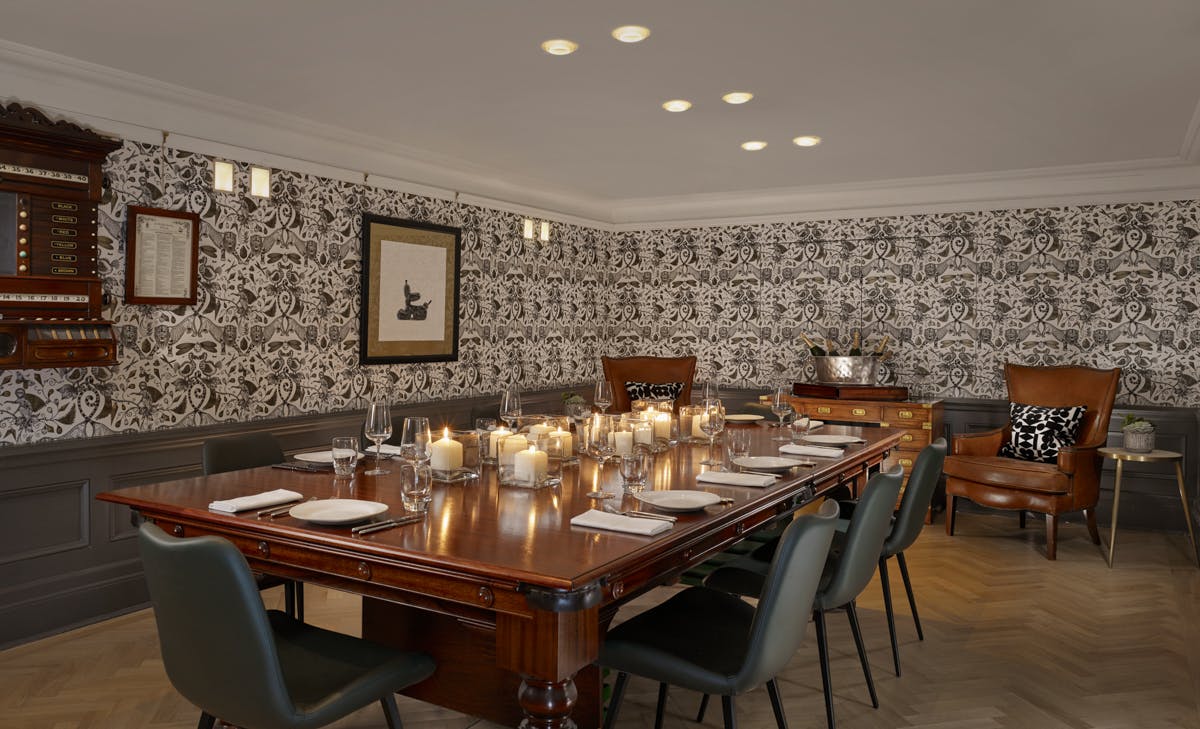 Elegant Billiards Room at Holmes Hotel London, perfect for executive meetings and private events.