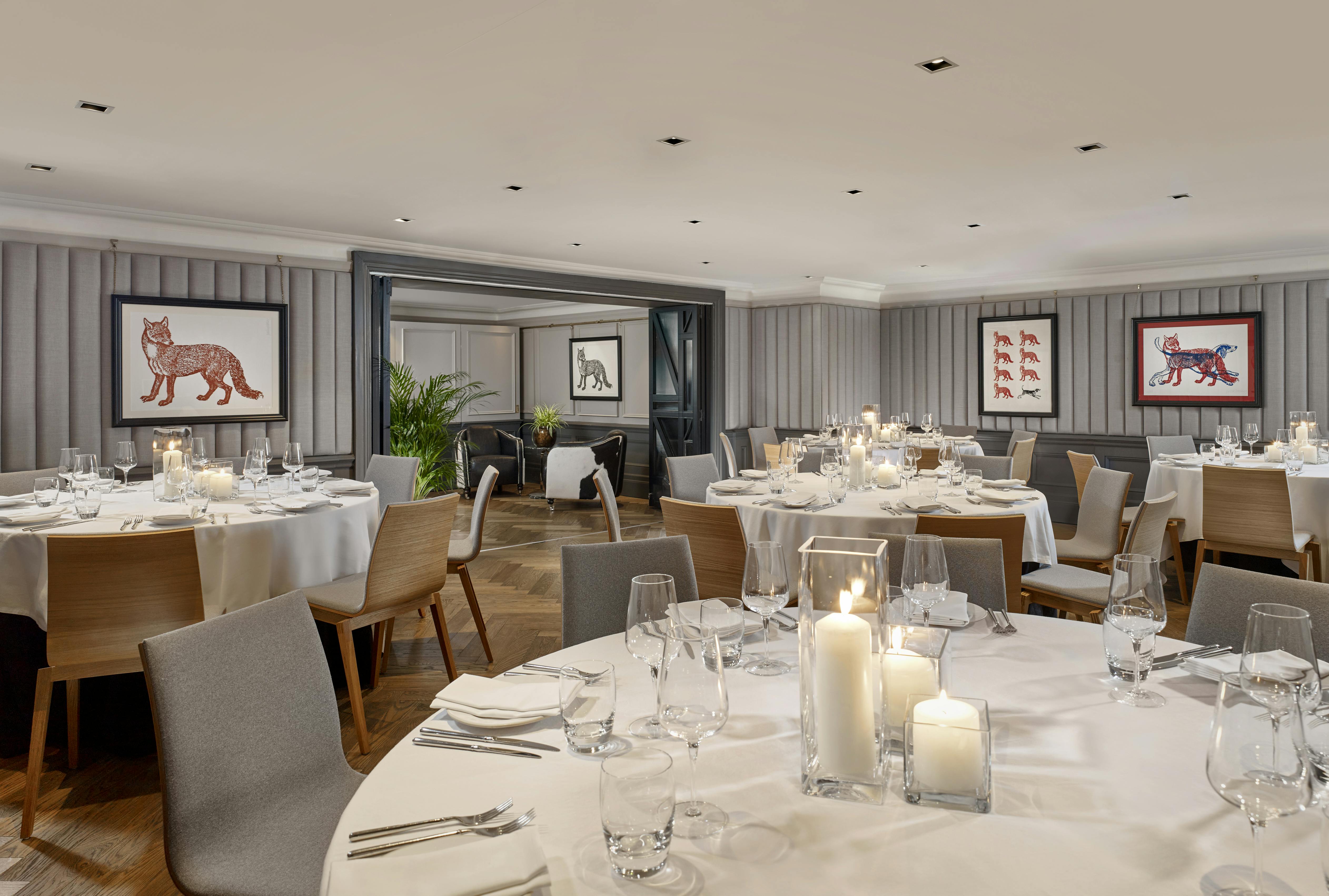 Elegant dining space at Holmes Hotel London for upscale events and corporate meetings.