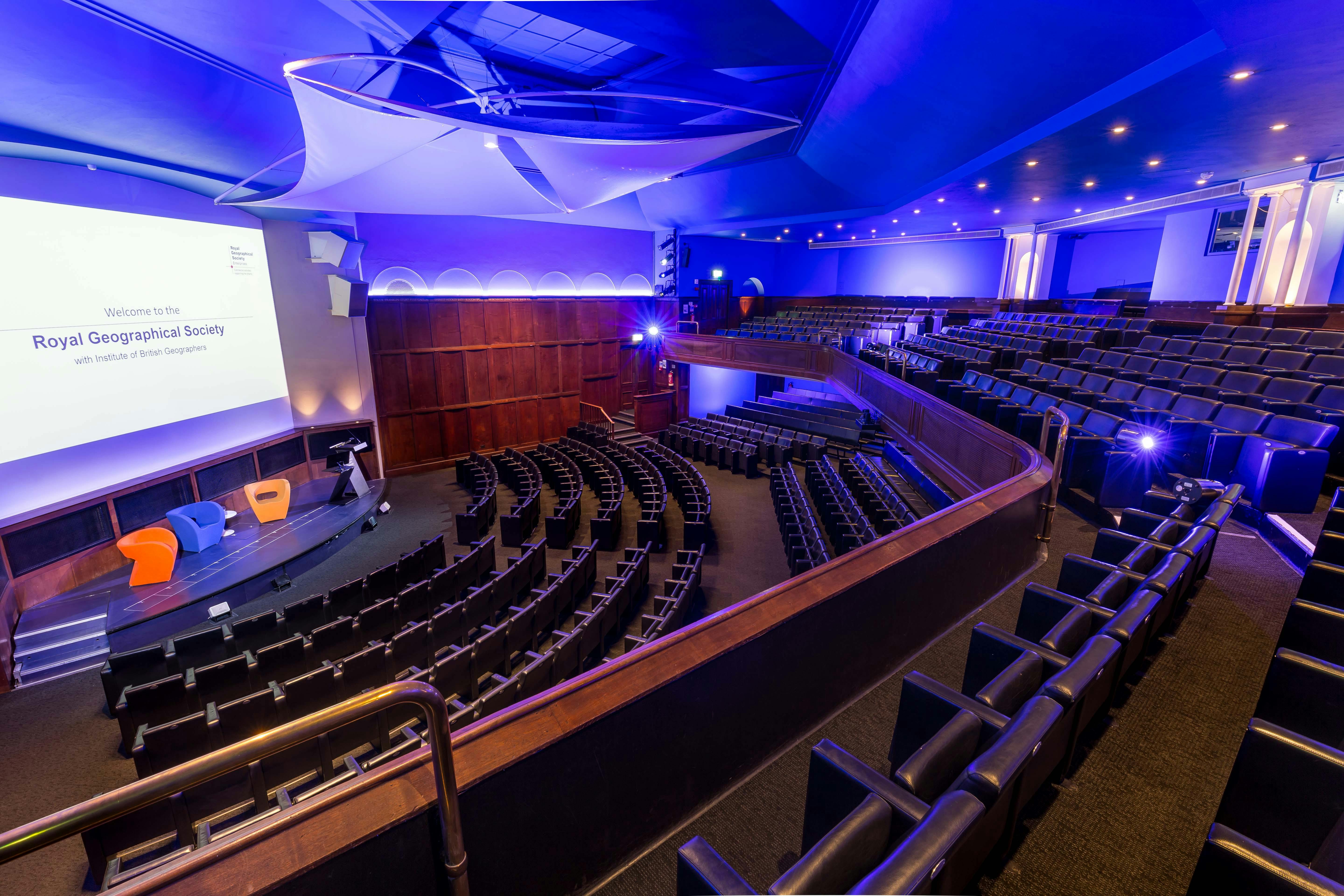 Ondaatje Theatre with tiered seating, ideal for conferences and seminars.