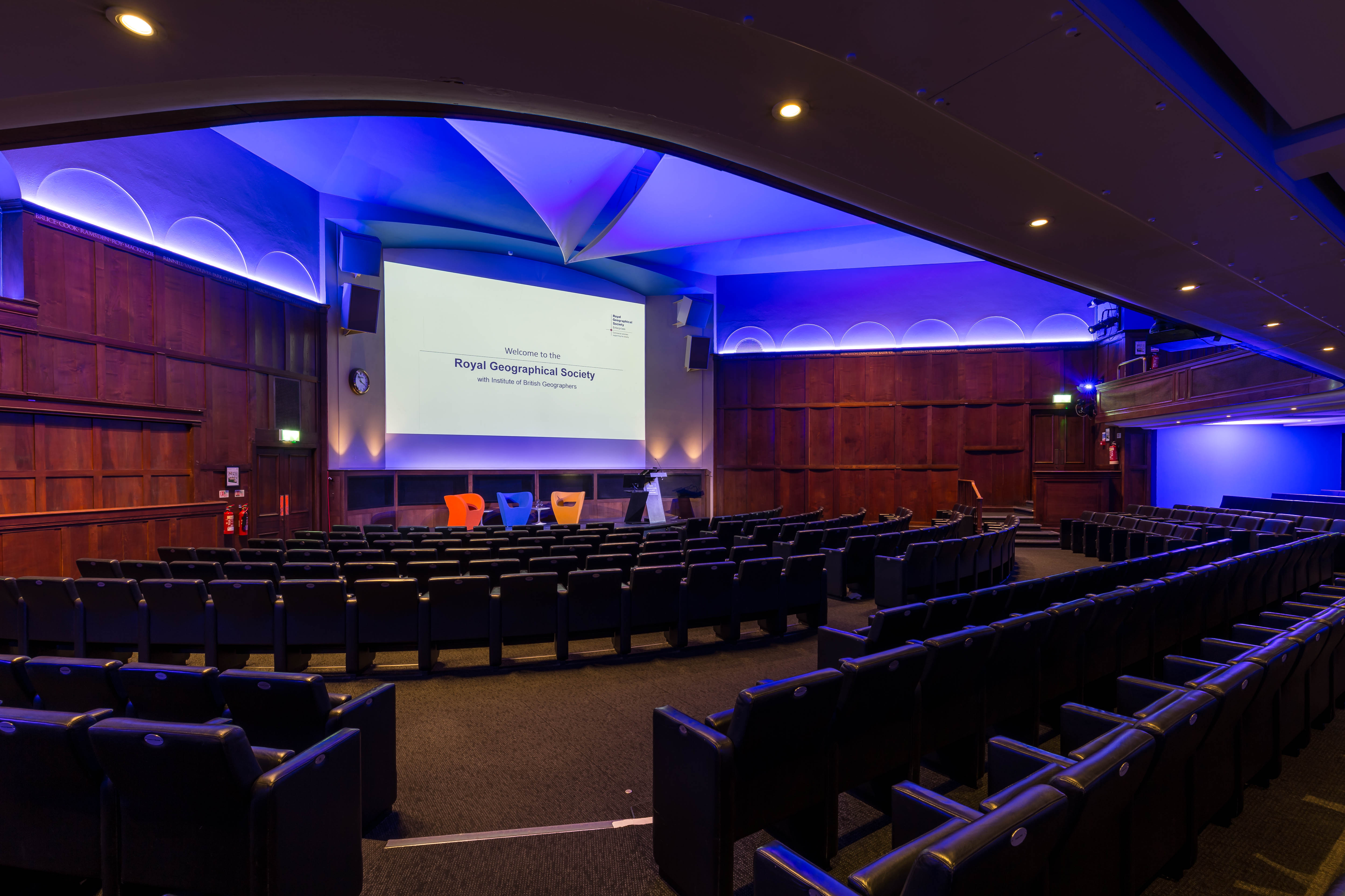Ondaatje Theatre at Royal Geographical Society, ideal for conferences and seminars. - Banner