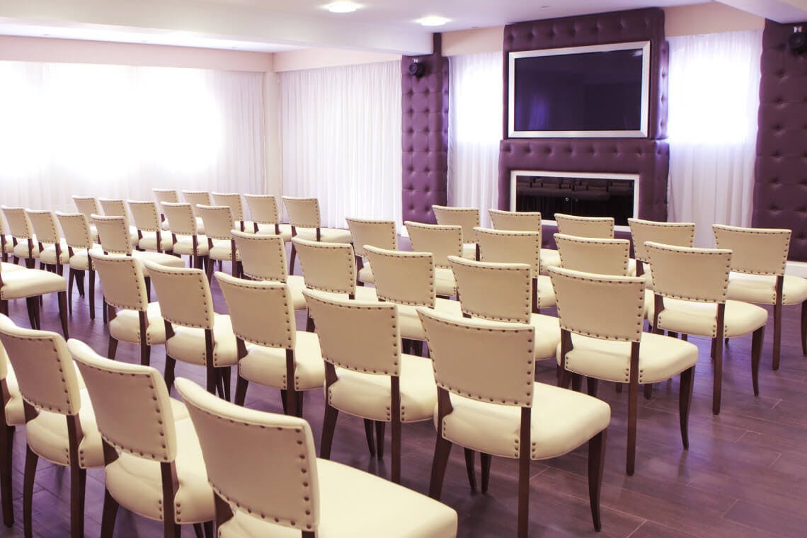 Vice President's Lounge at Selhurst Park: elegant chairs for conferences and workshops.