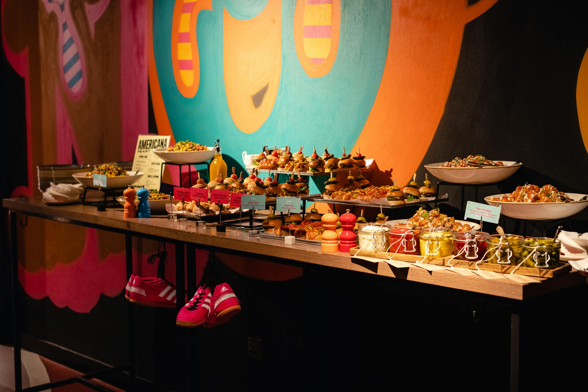 Vibrant buffet setup at Players Lounge, TOCA Social for engaging events and networking.