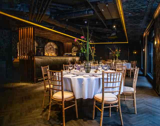 Elegant dining space at The Bar, 12 Hay Hill, perfect for upscale events and gatherings.
