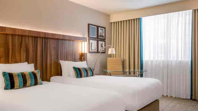 Stevenson Room at Courtyard by Marriott Edinburgh, featuring two beds for events and conferences.