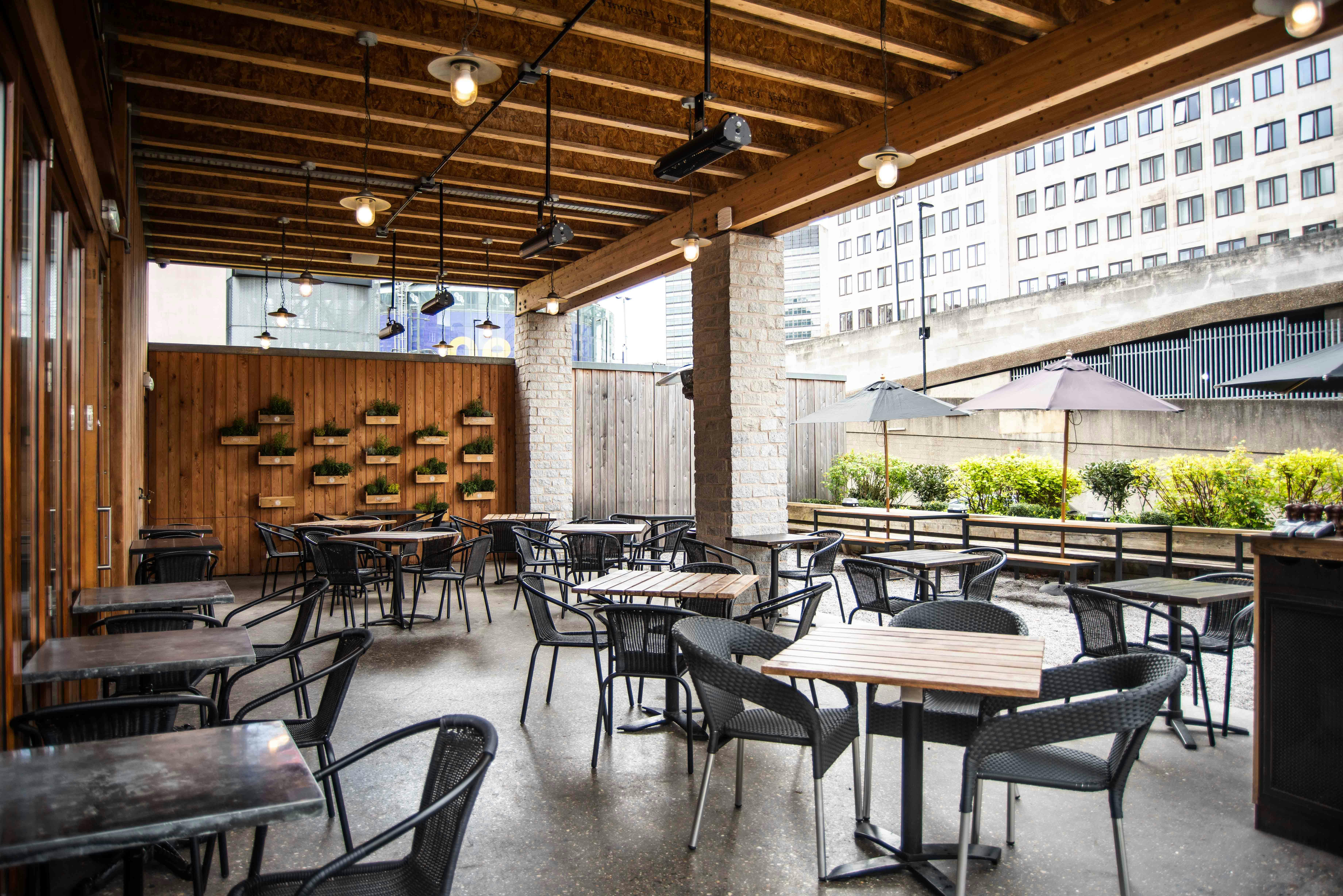 Outdoor event space at The Terrace, featuring ample seating for casual gatherings.