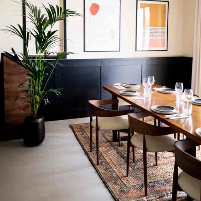 Private dining room with elegant table setup for corporate dinners and exclusive events.