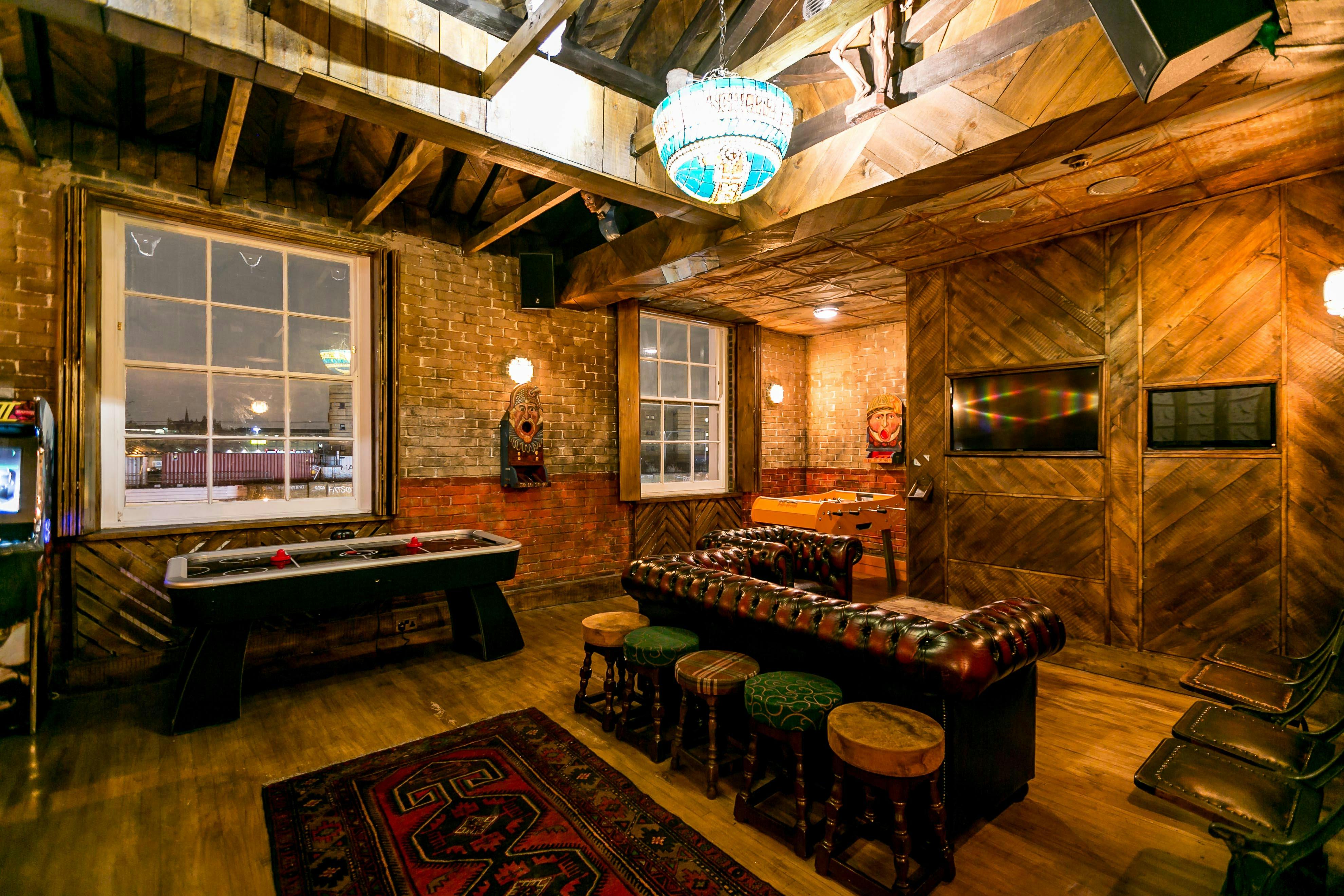 Stylish Camden Assembly playroom with rustic decor for networking and team-building events.