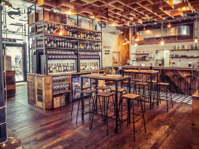 Rustic bar area in Vagabond Victoria, ideal for networking and casual events.