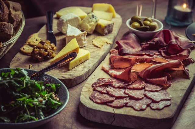 Charcuterie board in The Private Room, ideal for networking events and cocktail receptions.