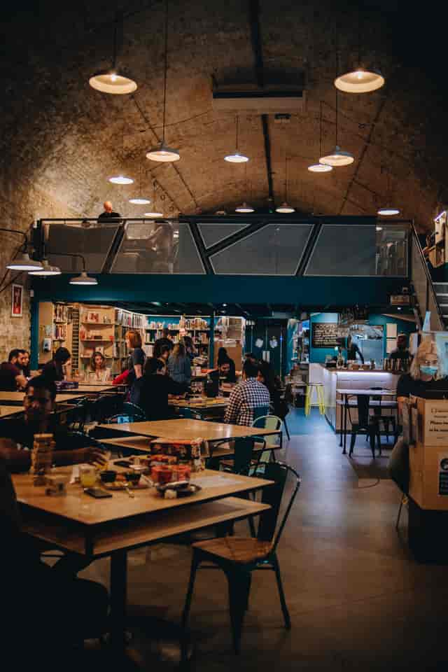 Modern Mezzanine venue at Draughts Waterloo, perfect for casual meetings and events.