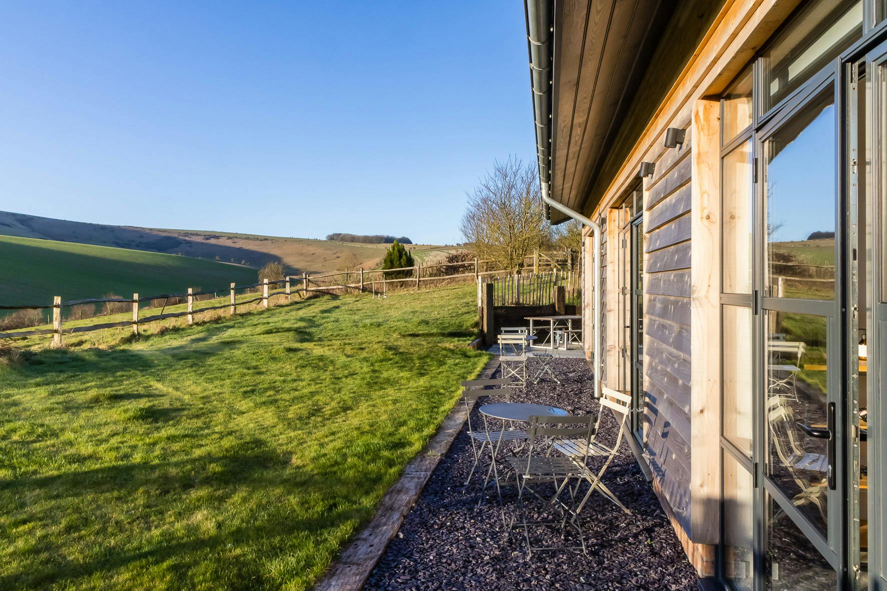 Serene outdoor venue at The Grain Store Lewes, ideal for meetings and events.