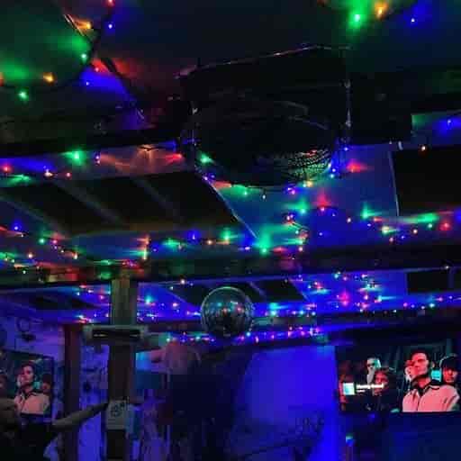 Vibrant Shacklewell Arms venue with LED lights, ideal for parties and networking events.